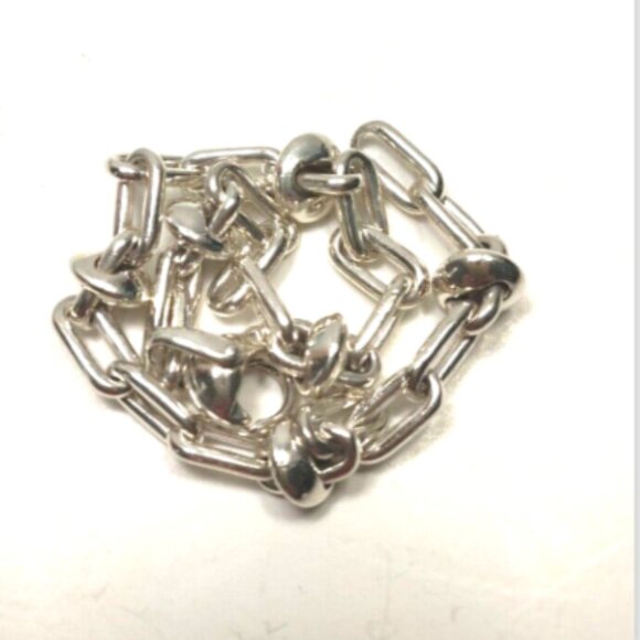 Tiffany & Co RARE Vintage Rectangle Link & Bead Bracelet Sterling Silver - Picture 5 of 9